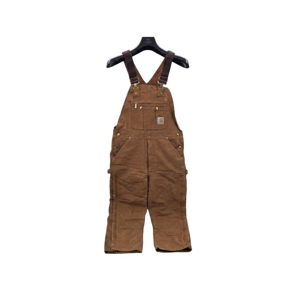 Vintage Carhartt R41BRN Brown Cotton Work Bib Overalls Men's 34x30 Construction